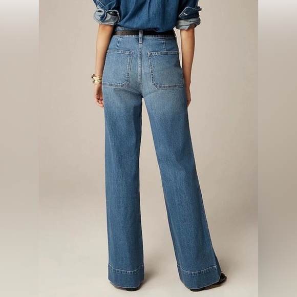 READ! NWT J CREW High Rise Wide Leg Sailor Denim Trouser Jeans 1996 Dani Wash - Picture 7 of 16